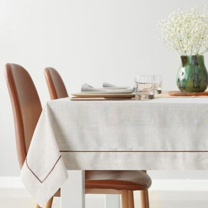 Obrus ​​NATURA 140x220 cm s ozdobným prúžkom a s ľanom